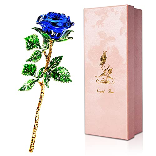 Blaue Rose Geschenk für Sie, K9 Kristallrose mit Wunschkarte, 3D Glasrose Ewige Blume, Kristall Rose Figur für Frauen zum Geburtstag, Muttertag, Hochzeit, Jahrestag, Valentinstag, Weihnachten. von SWEETIME
