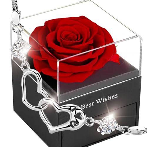 Ewige Rose Geschenkbox Rot,Infinity Rosen, Romantisch Konservierte Rose,Echte Eternal Blumen Für Frauen Women Ehefrau Muttertag Valentinstag Birthday Verlobung Hochzeitstag Jubiläum Christmas Gifts von SWEETIME