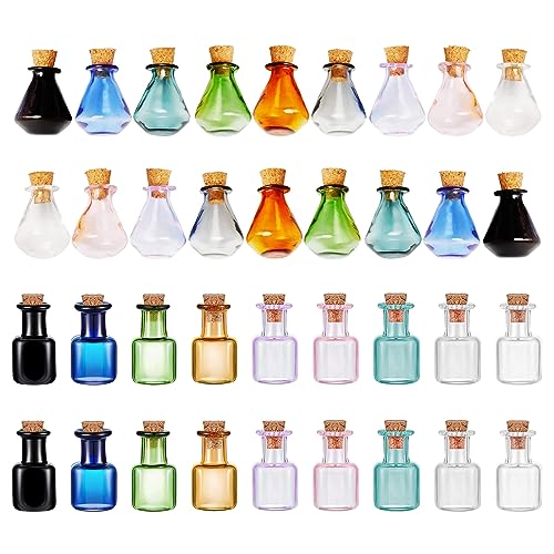 Bunte Mini-Glasflaschen mit Korken, niedliche Wunschflaschen, Glasfläschchen mit Korken, Mini-Trankflaschen mit Korken, 2 ml Glasflaschen, farbige kleine Zaubergläser für Bastelarbeiten, von SWTHM