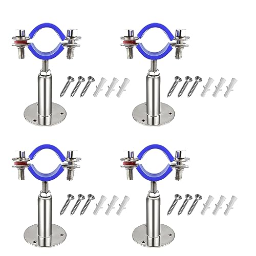 4 Stück Wandhalterung Deckenhalterung Rohrstütze, Edelstahl, verstellbare Rohrschelle, Rohrschelle, Edelstahl-Rohrschelle Clip für Durchmesser 19–22 mm (3/4 Zoll) Rohre oder Stangenbefestigung von SWTHM