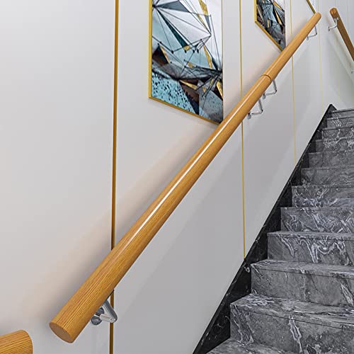 30cm-450cm Holz handlauf Komplettset Treppenhandlauf Holzgeländer Anti-Rutsch-Treppengeländer mit Metallhalterung für Sicherheitstreppen im Innen- und Außenbereich (Size : 300cm) von SXBHDM