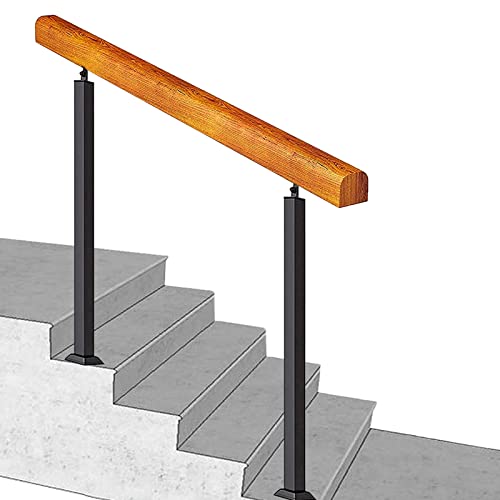 Handläufe für Außen treppen Passend für 1 2 3 4 5 Stufen | Treppengeländer Eingangsgeländer Handlauf Geländer Hauseingang Treppenhandlauf Holz und Schmiedeeisen Metall, lang 60~150 cm von SXBHDM