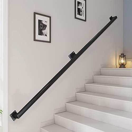 Moderner schwarzer Handlauf für Treppen – komplettes Set.30cm-600cm Treppengeländer, an der Wand montierter Haltegriff aus Metall, Schmiedeeisen, Sicherheitsstützstange (Size : 80cm) von SXBHDM