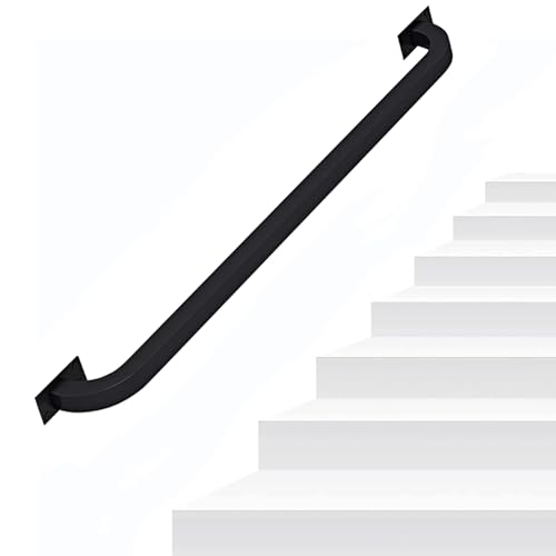 Treppenhandläufe, Rohr-Treppenhandlauf, Sicherheits-Haltegriffe für Treppen, schwarz verzinkter Handlauf aus Industrieeisen für die Wandmontage im Innen- und Außenbereich (Size : 30cm) von SXBHDM