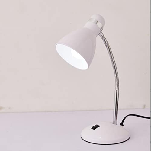 SXYSXYSXY Metall Schreibtischlampe Kinder Retro Tischlampe für E27 LED Glühbirne Verstellbare mit Schalter Augenfreundliche Leselampe Nachttischlampe für Kinder Arbeitszimmer Schlafzimmer,Weiß von SXYSXYSXY