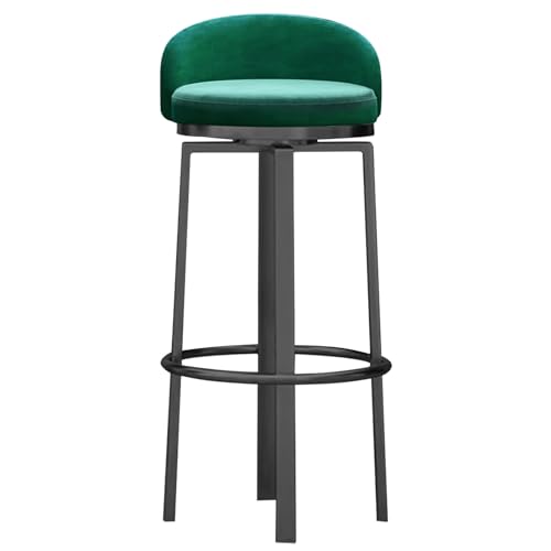 360° drehbare Barhocker aus Samt mit Rückenlehne, hohe Barhocker aus Metall, Stühle für b Insel-Esszimmer, blau, 3 Stück, 29,5 Zoll hoch, grün, schwarze Beine (grün 1 Stück (schwarzes Bein) 65 c von SXZBTWIJ