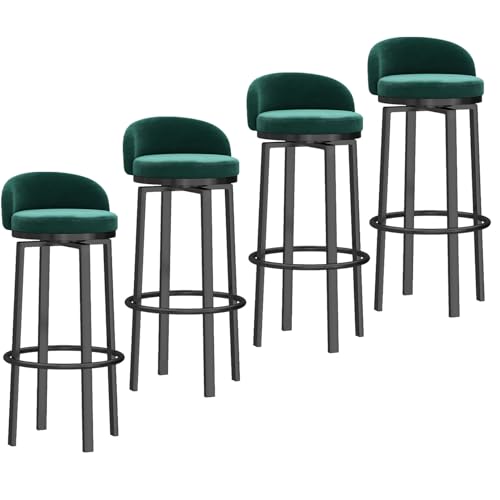 360° drehbare Barhocker aus Samt mit Rückenlehne, hohe Barhocker aus Metall, Stühle für b Insel-Esszimmer, blau, 3 Stück, 29,5 Zoll hoch, grün, schwarze Beine (grün 4 Stück (schwarzes Bein) 75 c von SXZBTWIJ