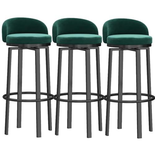 Barhocker mit niedriger Rückenlehne, 4er-Set, moderne, mit grünem Samt gepolsterte Barhocker mit schwarzen Beinen, bequeme Kücheninsel-Hochstühle für Esszimmer und Café, 29,5 Zoll (3 Stück 65 cm von SXZBTWIJ