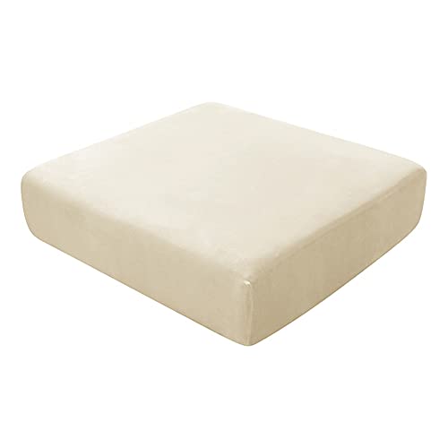 Sofa Sitzkissenbezüge, Sofakissen Schonbezüge Stretch Samt, Couchkissenbezüge Ersatz für Einzelkissen (Beige, Großer 3-Sitzer) von SYLC