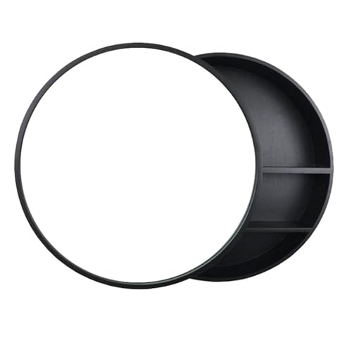 SZKTHD Badezimmer-Spiegelschrank, Wandmontage, runder Spiegelschrank, Badezimmerspiegel mit Aufbewahrungsregal, Badezimmer-Aufbewahrungsschrank mit Spiegel (schwarz, 50 cm) von SZKTHD
