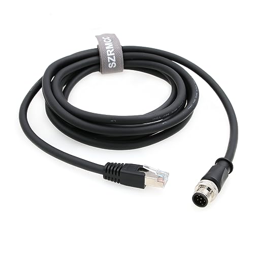 SZRMCC M12 A Code 8 Pin Stecker auf RJ45 Ethernet Kabel Cat6 Gigabit Geschirmtes Wasserdichtes Sensor Aktor Kabel für Cognex in-Sight 7000 DMR-300 Industriekamera Vision Sensoren (Schwarz 20m) von SZRMCC