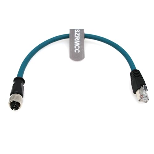 SZRMCC M12 X-Code 8-polige Buchse auf RJ45-Ethernet-Kabel, Cat6A, hochflexibel, geschirmt, Gigabit, wasserdicht, Netzwerkkabel für Industriekamera, Automatisierungssensor, 30 cm von SZRMCC