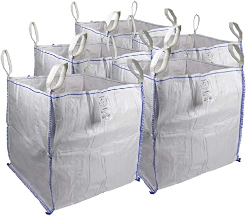 Sackmaker FIBC Big Bag - 1,000kg SWL - Vollständig zertifiziert - Bauherren Tasche - Gartenabfallbeutel Extra Groß (5 Packungen), TB808080-5, Weiß von Sackmaker