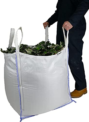 Sackmaker Garten-Abfallbeutel - 340 Liter - Halbe Tonne Big Bag - Premium Grad - Großer Strapazierfähiger Gartenabfallbeutel - Bauherren 500 Kg Großbeutel (1 Packung), TB707070-1, Weiß von Sackmaker