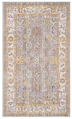 SAFAVIEH Boho Chic Teppich für Wohnzimmer, Esszimmer, Schlafzimmer - Windsor Collection, Kurzer Flor, Grau und Creme, 122 X 183 cm von Safavieh