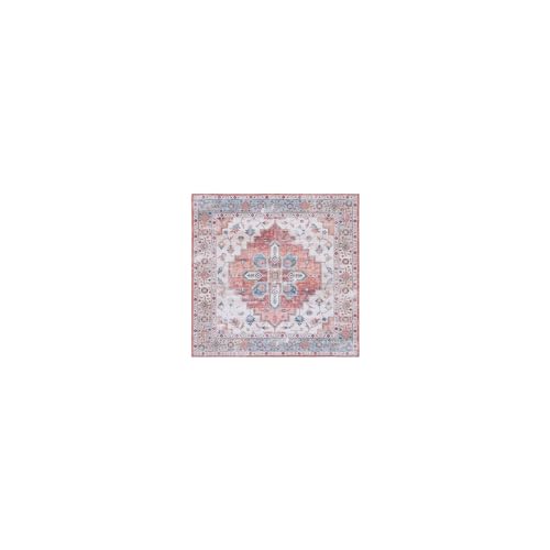 SAFAVIEH Schick Teppich für Maschinenwaschbar und rutschfest - Ideal für stark frequentierte Bereiche - Tucson Collection, Kurzer Flor, Hellgrau und Rost, 122 X 183 cm von Safavieh