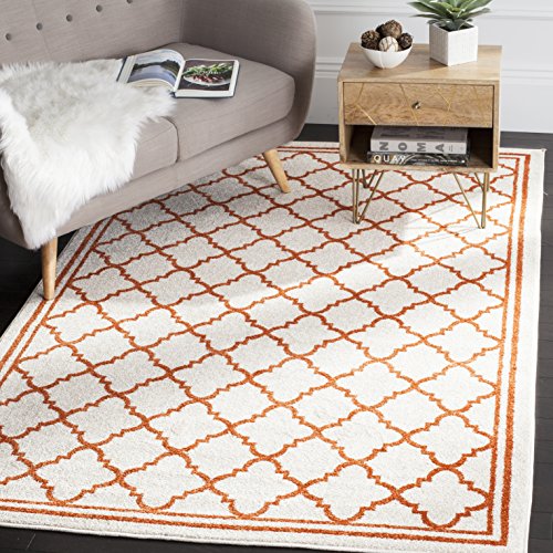 SAFAVIEH Marokkanisches Spalier Drinnen & Draussen - Amherst Collection, Kurzer Flor, Beige und Orange, 183 X 274 cm von Safavieh