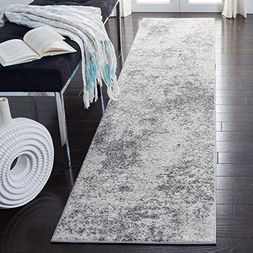 Safavieh Boho Chic Teppich für Wohnzimmer, Esszimmer, Schlafzimmer - Tulum Collection, Kurzer Flor, Elfenbein und Grau, 62 x 240 cm von Safavieh