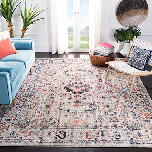 Safavieh Madison Collection MAD468F Vintage Medallion Distressed Area Teppich, 152 x 200 cm, Grau/Blau von Safavieh