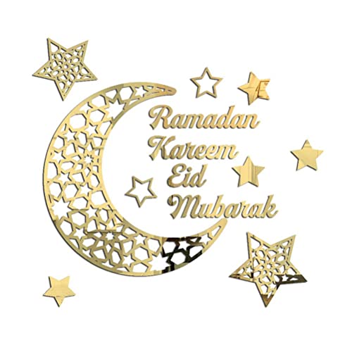 Ramadan Halbmond Aufkleber Acryl-Spiegelaufkleber Selbstklebender 3D Wandaufkleber Ramadan Dekoration für Türen, Fenster, Schränke von Sahgsa