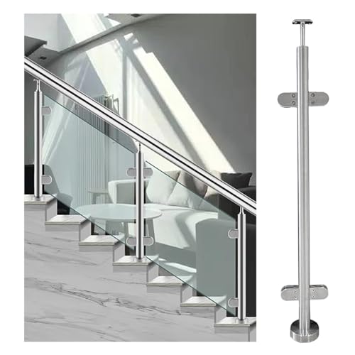 Edelstahl Glasgeländerpfosten mit Glasklemme 65cm Geländersystem Glasgeländer für 10-12mm Glas Treppe Handlauf Baluster für Veranda Stufen Pool (Color : Middle Post, Size : 100cm/39in) von SaiFfe