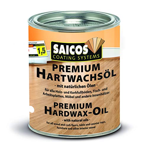 SAICOS Premium Hartwachsöl 3200 Seidenmatt farblos, 0,75 Liter von Saicos