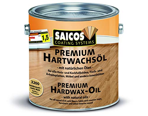 Saicos 500 3200 Seidenmatt Premium Hartwachsöl, farblos, 2,5 Liter von Saicos