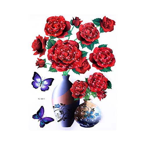 3D Vase Wandaufkleber, DIY Wandtattoo Aufkleber Wasserdichte Selbstklebende Blume Fensteraufkleber Wohnzimmer Schlafzimmer Badezimmer Wandtür Kühlschrank Wanddeko von Saitedudu
