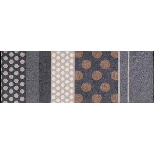Salonloewe Fußmatte waschbar Glamour Dots grau 60x180 cm Sauberlaufmatte Wohn-Teppich Läufer Design-Muster von Salonloewe