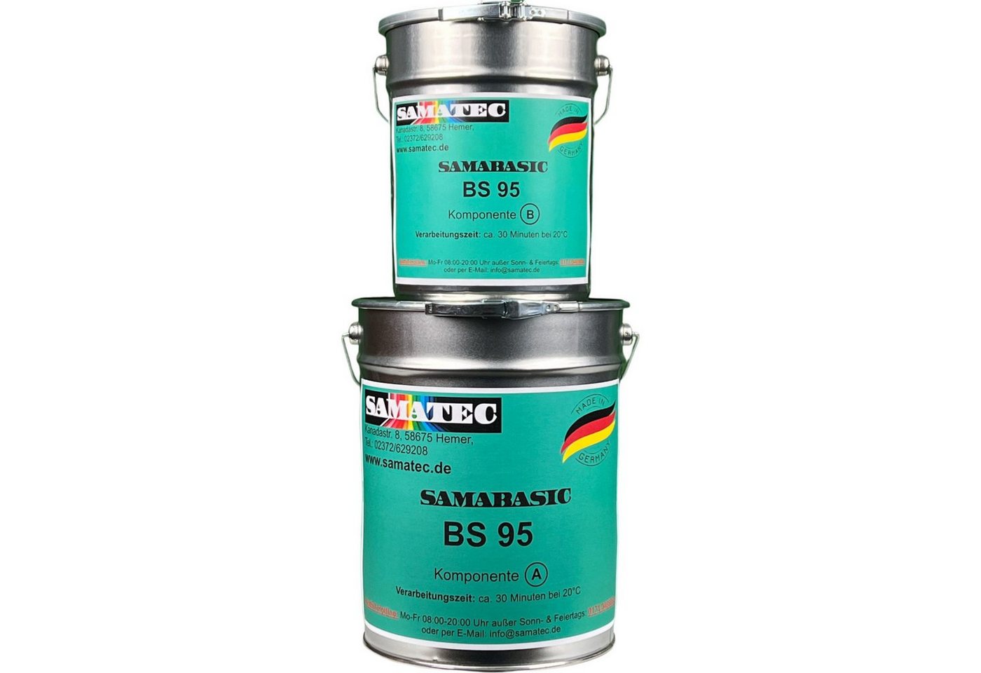 Samatec Harzfarbe Bodenbeschichtung Garagenfarbe BS95 Bodenfarbe 2K Epoxidharz inkl. VSK, matt, weichmacherbeständig, hochbelastbar, lösemittelfrei von Samatec