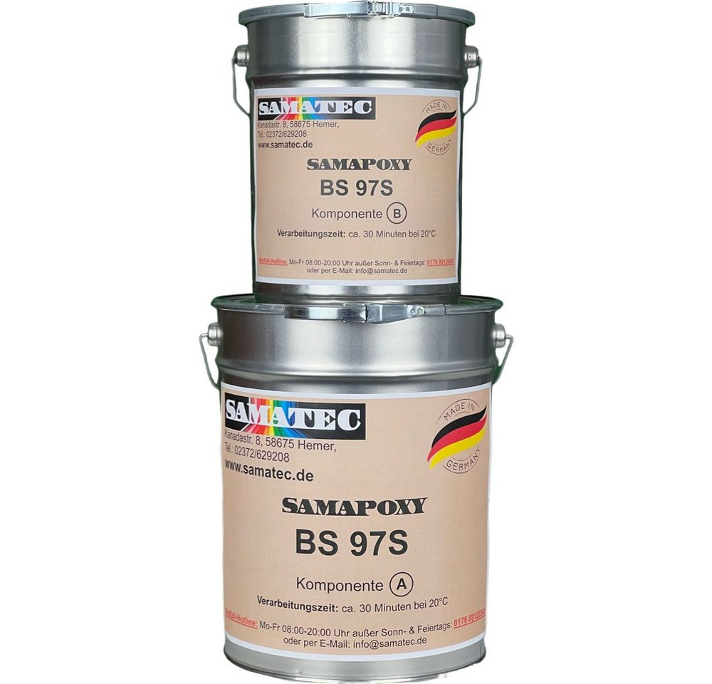 Samatec Harzfarbe Bodenbeschichtung BS97s 5kg glänzend Bodenfarbe Garage inkl. VSK, weichmacherbeständig, glänzend, hochbelastbar, geruchsneutral von Samatec