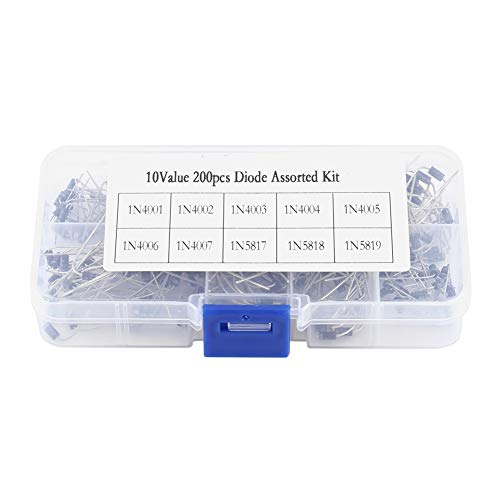 200 Stücke 10 Werte Gleichrichter Diode Ersatz Kit - Schottky Diode Kit - Elektronische Diode Kit 1N4001~1N4007 1N5817~1N5819 mit Box von Samfox