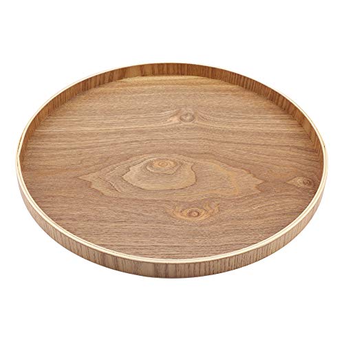 Runde Holzplatte- Samfox Tee Tablett Holzplatte Bambus Runde Serviertablett für Tee-Set Obst Süßigkeiten Lebensmittel Home Decoration(33cm) von Samfox