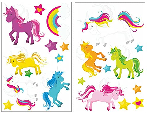 Samunshi® 21x Wandtattoo Einhörner Set Wandbilder Kinderzimmer Deko Junge Wandtattoo Kinderzimmer Mädchen Wandsticker Kinderzimmer 2x 21x34cm von Samunshi