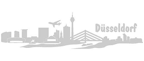 Samunshi® Autoaufkleber Düsseldorf Aufkleber Skyline in 8 Größen und 25 Farben (15x3,8cm Silber) von Samunshi