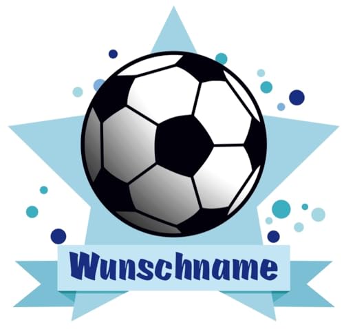 Samunshi® Fussball Wandtattoo Türschild mit Name personalisierbar Kinderzimmer Türaufkleber Baby Wandaufkleber - 70x61cm mehrfarbig von Samunshi