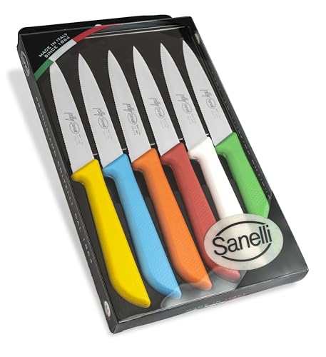 Sanelli 905206 Jolly Skin Messerset 6-teilig Set mit 6 Küchenmessern, Stahl von Sanelli