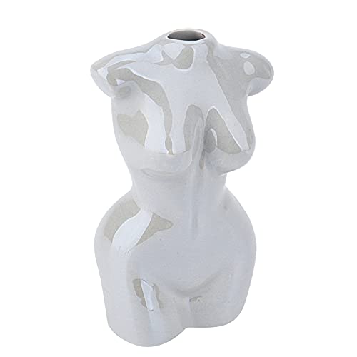 Menschlicher Körper Blumenvase Keramik Sukkulenten Vase Modern Körperform Skulptur Design Blumentopf Pflanztöpfe Ornamente Dekoration (Grau Frau) von Sanmum