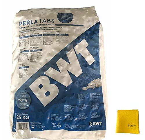 Sanvo BWT PerlaTabs Kissenform, 99,9% Salz-Reinheit, inklusive Sanvo Mehrzwecktuch 25kg von Sanvo