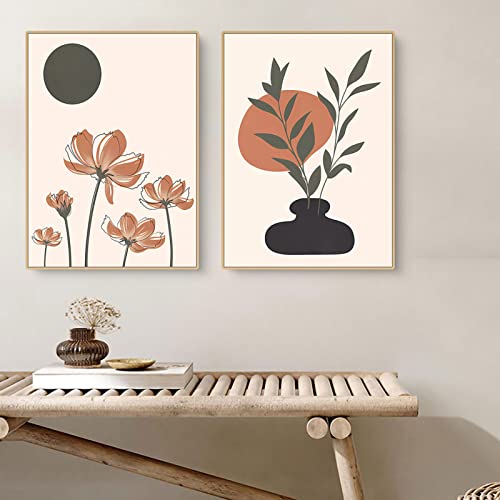 Sarah Duke 2er Poster Set, Modern Beige Wandbilder Abstrakt Blumen Leinwandbilder, Romantisch Bilder Set Wanddecor für Wohnzimmer Schlafzimmer Ohne Rahmen (40x50 cm) von Sarah Duke
