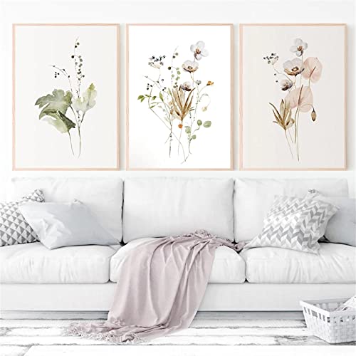 Sarah Duke 3er Set Poster, Blumen Pflanze Modern Wandbilder Kunstposter, Ohne Rahmen Leinwandbilder, Einfacher Stil Wanddeko für Schlafzimmer und Wohnzimmer (21 x 30 cm) von Sarah Duke