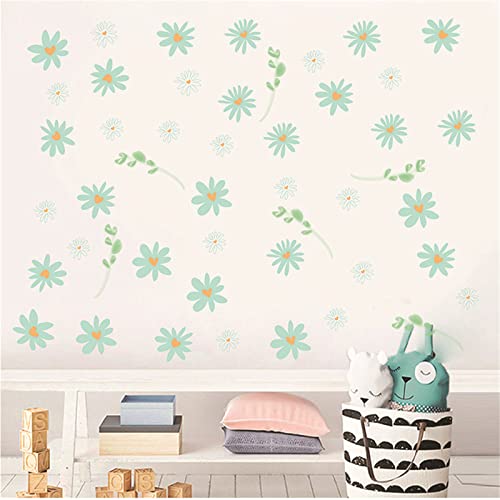 Sarah Duke Wandsticker Kinderzimmer, Gänseblümchen Kinder Aufkleber Wand, DIY Selbstklebend Wandtattoo, Cartoon Wandaufkleber für Mädchen Jungen (Blau) von Sarah Duke