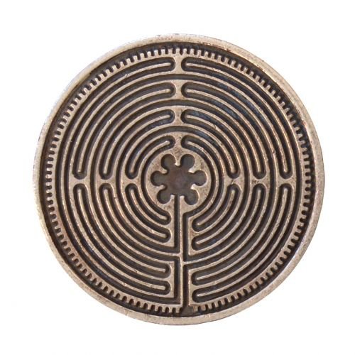 Glücksmünze "Labyrinth Chartres" Kupfer verzinnt 4cm von Saraswati