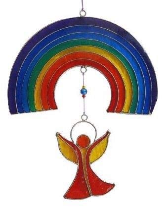 Saraswati Suncatcher Engel unter dem Regenbogen Resin Mehrfarbig 16x25cm von Saraswati
