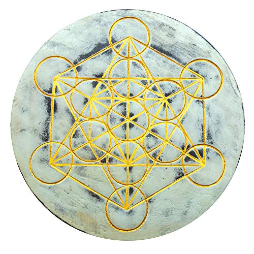 Saraswati Wandornament Metatron MDF whitewashed/Gold bemalt, 20cm von Saraswati