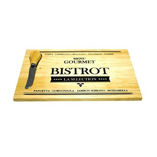 Saveur et Dégustation ka1287 Käsebrett rechteckig + Messer Holz schwarz/rot 28,5 x 18 x 2,3 cm von Saveur & Dégustation