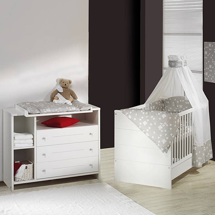 Schardt Babyzimmer Eco Stripe 2-teilig Weiß Buche Massiv/MDF Modern von Schardt