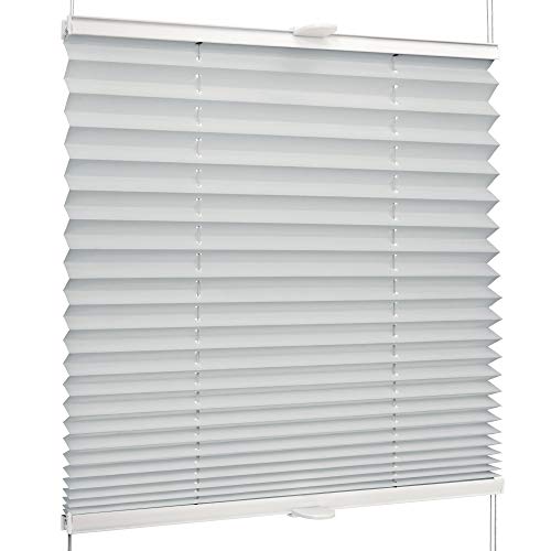 SchattenFreude Basic Klemmfix-Plissee für Fenster | Mit Klemm-Haltern | Ohne Bohren | Silber, Breite: 135cm x Höhe: 150cm von SchattenFreude