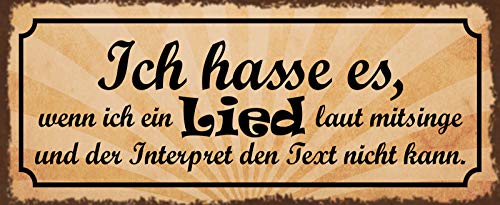 Schatzmix Spruch Ich Hasse es, wenn ich EIN Lied laut mitsinge Metallschild Wanddeko 27x10 cm tin Sign Blechschild, Blech, Mehrfarbig von Schatzmix