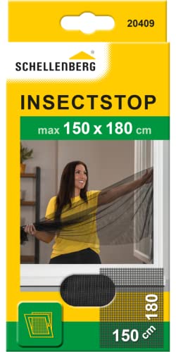 Schellenberg 20409 Fliegengitter Insektenschutz für große Fenster, Mückenschutz inkl. Klebestreifen, ohne Bohren, 150 x 180 cm, anthrazit von Schellenberg